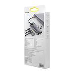 Хъб 9в1 Baseus Metal Gleam Series, USB-C към 2x USB 3.0 + 2x HDMI + USB 2.0 + USB-C PD + Ethernet RJ45 + microSD/SD