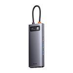 Хъб 9в1 Baseus Metal Gleam Series, USB-C към 2x USB 3.0 + 2x HDMI + USB 2.0 + USB-C PD + Ethernet RJ45 + microSD/SD