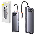 Хъб 9в1 Baseus Metal Gleam Series, USB-C към 2x USB 3.0 + 2x HDMI + USB 2.0 + USB-C PD + Ethernet RJ45 + microSD/SD