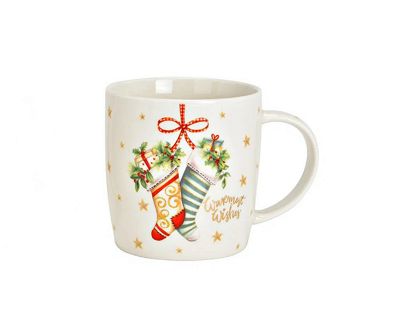 Порцеланова чаша с коледни чорапи, 350мл