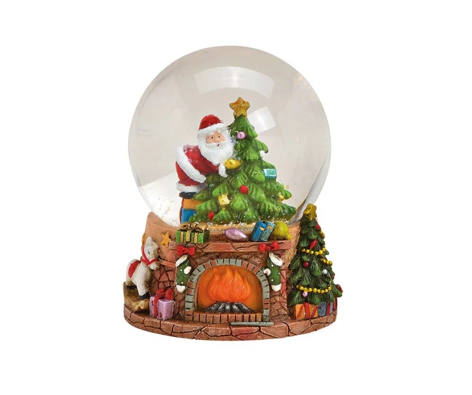Снежен глобус с Дядо Коледа, полирезин и стъкло Снежен глобус с Дядо Коледа, полирезин и стъкло