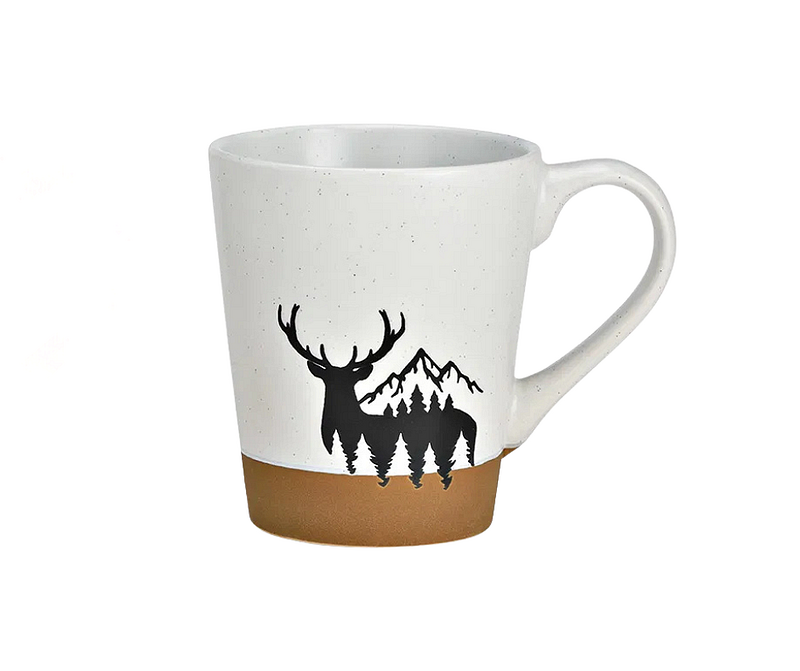 Коледна чаша с елен, бяла, 360мл