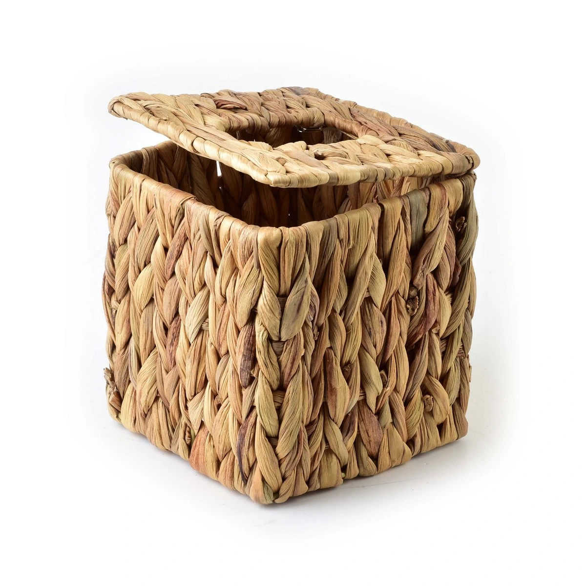 Квадратна плетена кутия за салфетки с капак