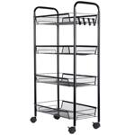 Метална етажерка за съхранение с колелца, 4 нива
