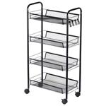 Метална етажерка за съхранение с колелца, 4 нива