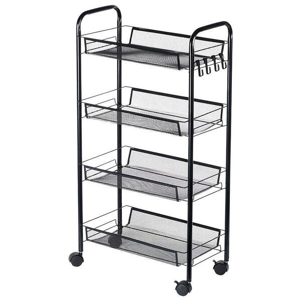 Метална етажерка за съхранение с колелца, 4 нива Метална етажерка за съхранение с колелца, 4 нива