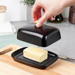 Керамична кутия за масло, черна, 16х12.5х7см