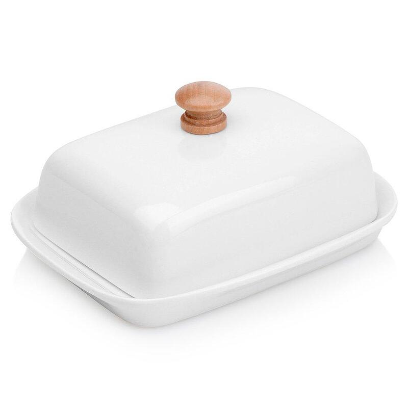 Керамична кутия за масло, бяла, 16х12.5х7см