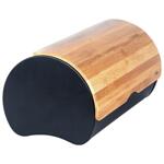 Кутия за хляб, стомана и дървено, черна, 38x24x20 см