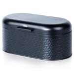 Метална кутия за хляб, черна, 34x20x15см