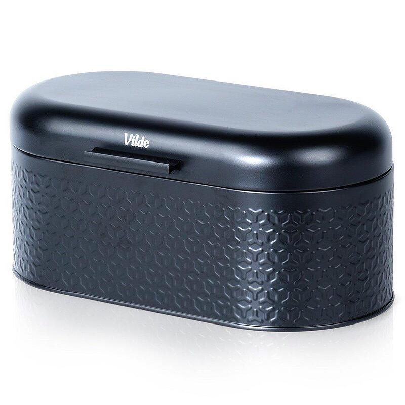 Метална кутия за хляб, черна, 34x20x15см