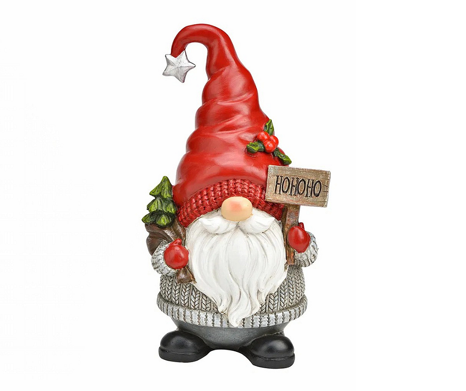 Коледна украса, джудже с табелка, 12x9x19 см