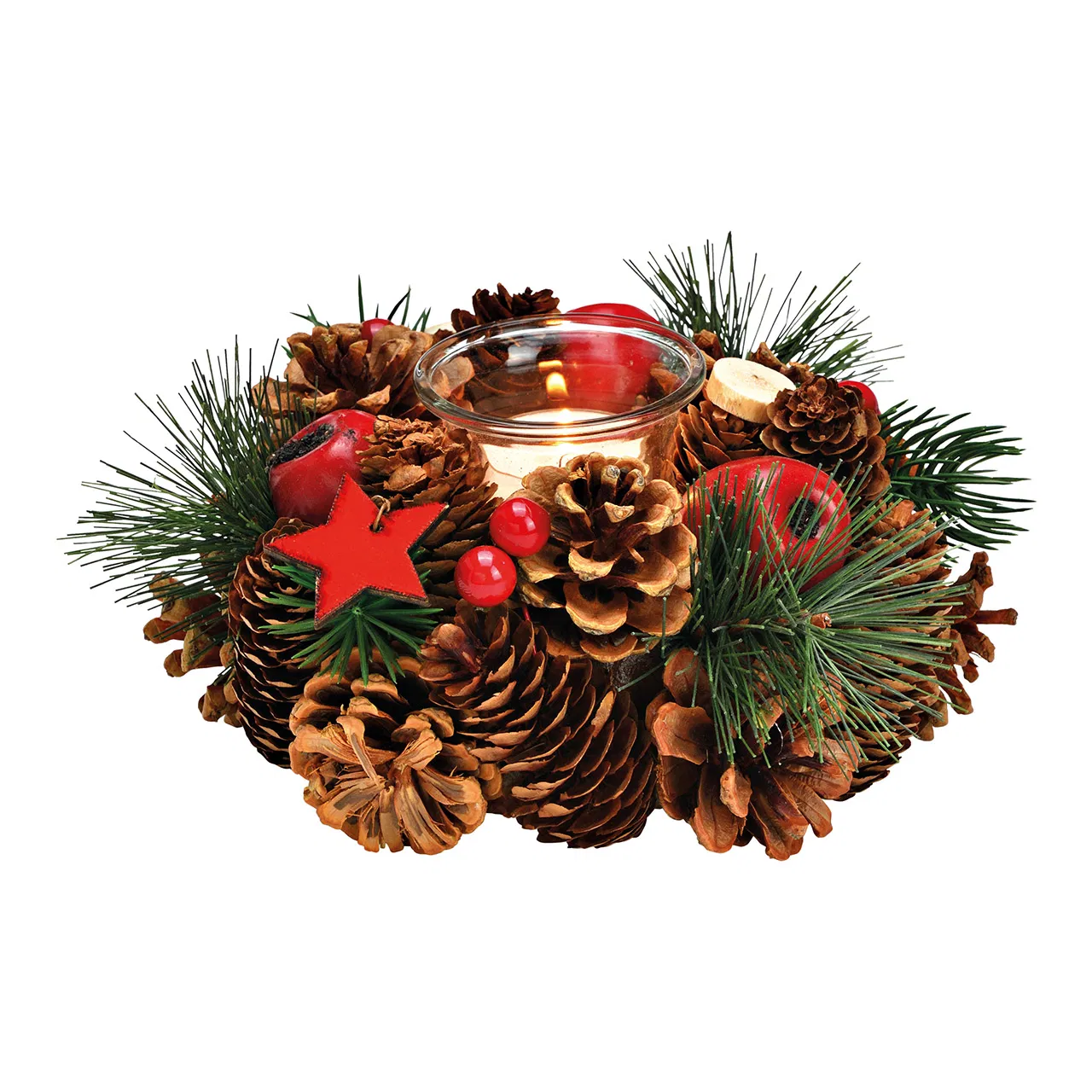 Коледен свещник с поставка за чаена свещ, 18x18x8см Коледен свещник с поставка за чаена свещ, 18x18x8см