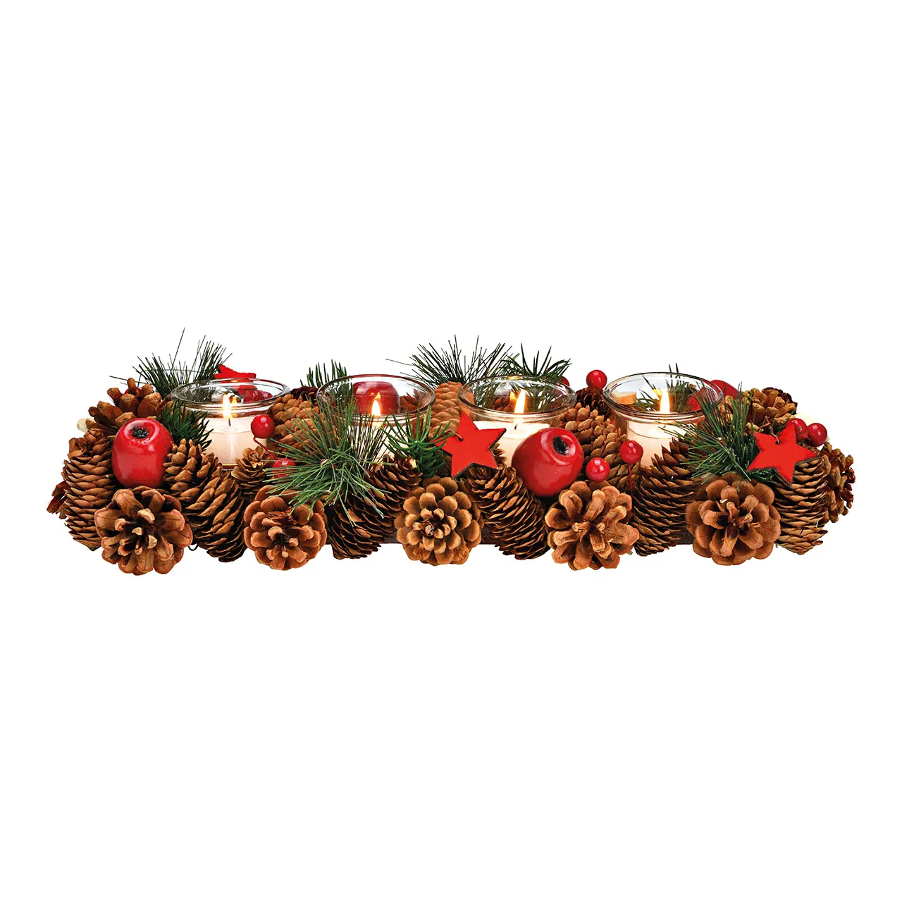 Коледен свещник с поставка за чаени свещи, 40x14x9см Коледен свещник с поставка за чаени свещи, 40x14x9см