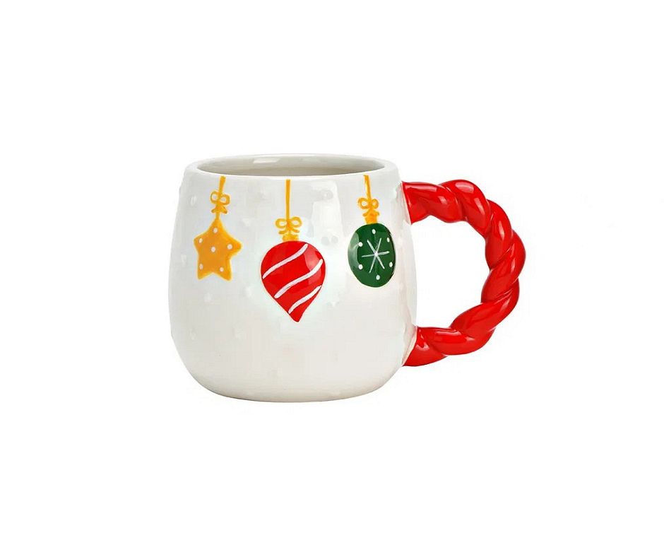 Керамична коледна чаша с коледни топки 415мл, 14х10х9см Керамична коледна чаша с коледни топки 415мл, 14х10х9см