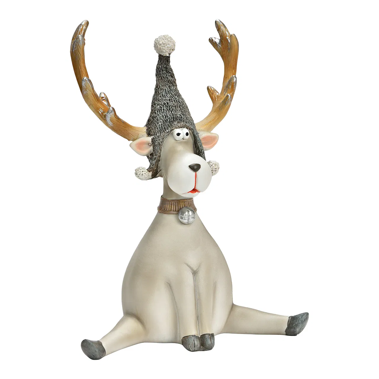 Коледна украса, лос от полирезин, сив 14x10x19 см