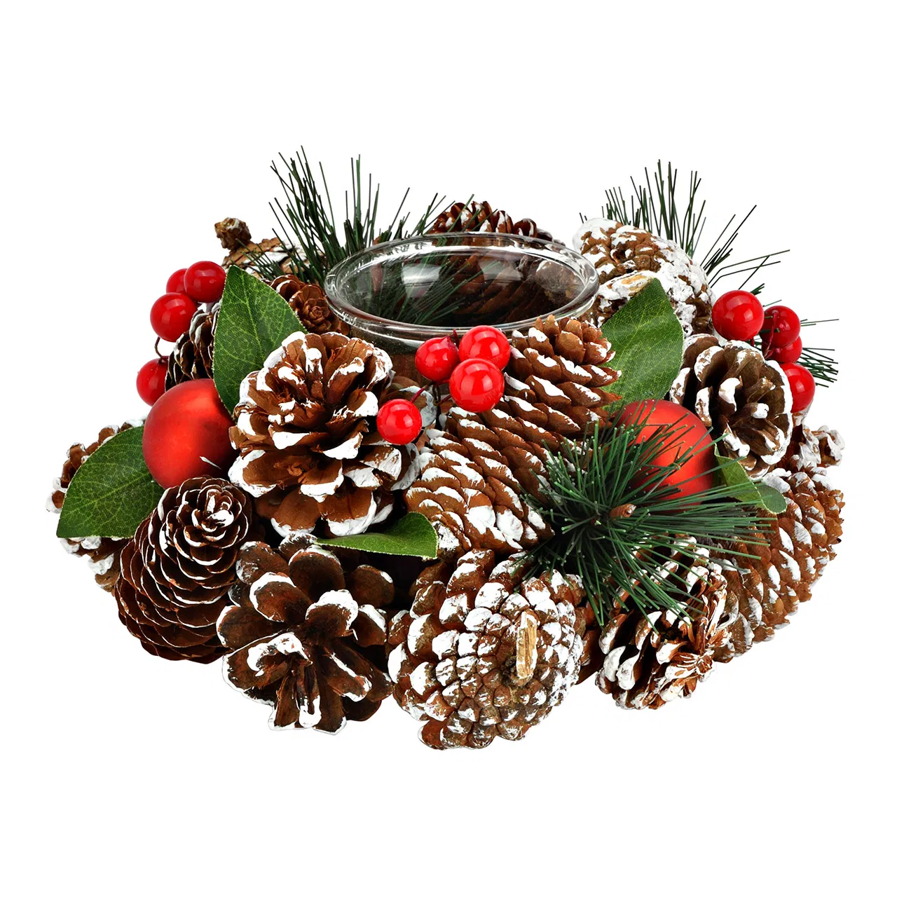 Коледен свещник с поставка за чаена свещ, 19x19x9см