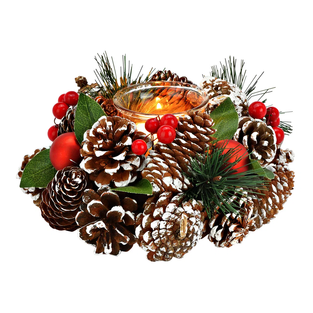 Коледен свещник с поставка за чаена свещ, 19x19x9см Коледен свещник с поставка за чаена свещ, 19x19x9см