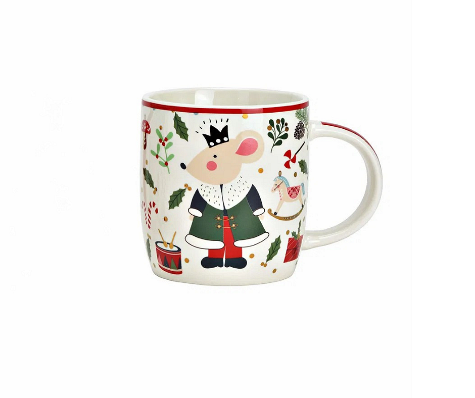 Порцеланова коледна чаша с мишка 365мл, 12x8x9см Порцеланова коледна чаша с мишка 365мл, 12x8x9см