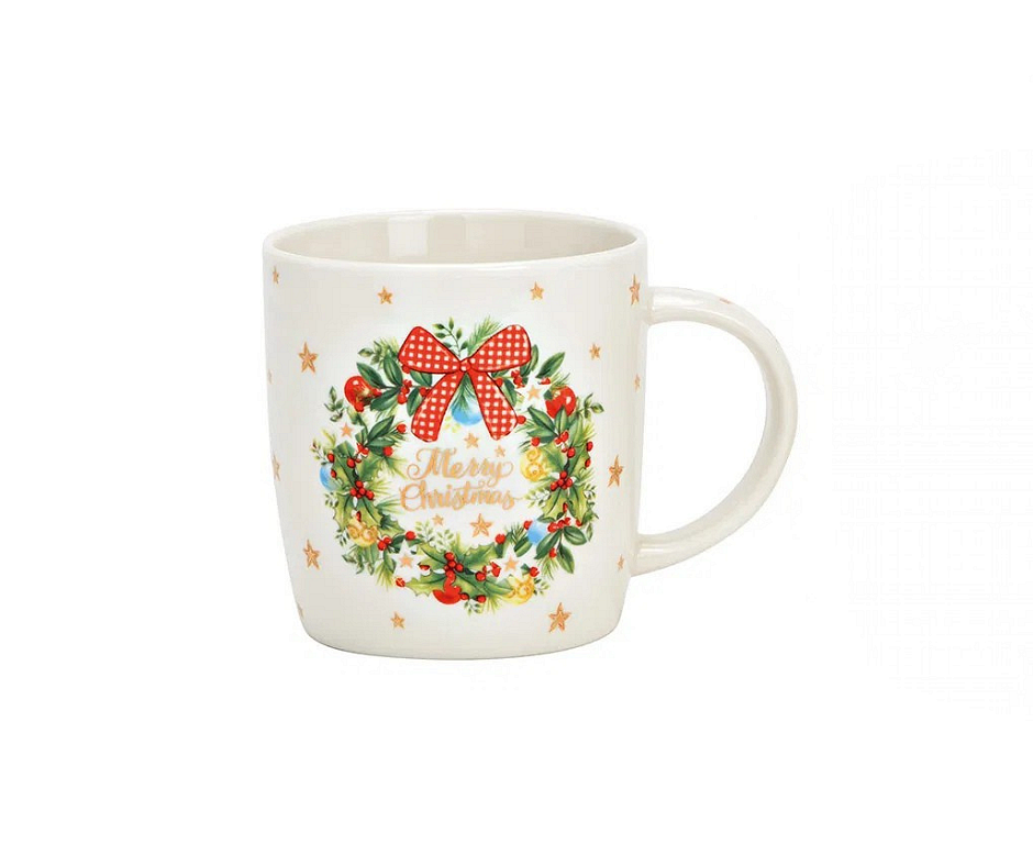 Порцеланова коледна чаша с венец 360мл, 14x8x10см Порцеланова коледна чаша с венец 360мл, 14x8x10см