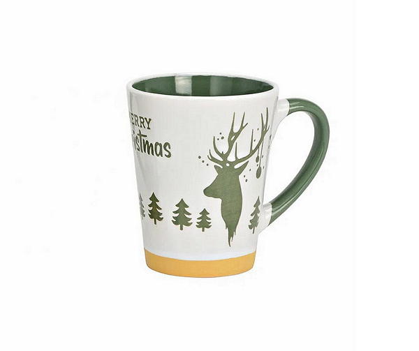 Коледна керамична чаша с лосове 360 мл, бяла Коледна керамична чаша с лосове 360 мл, бяла