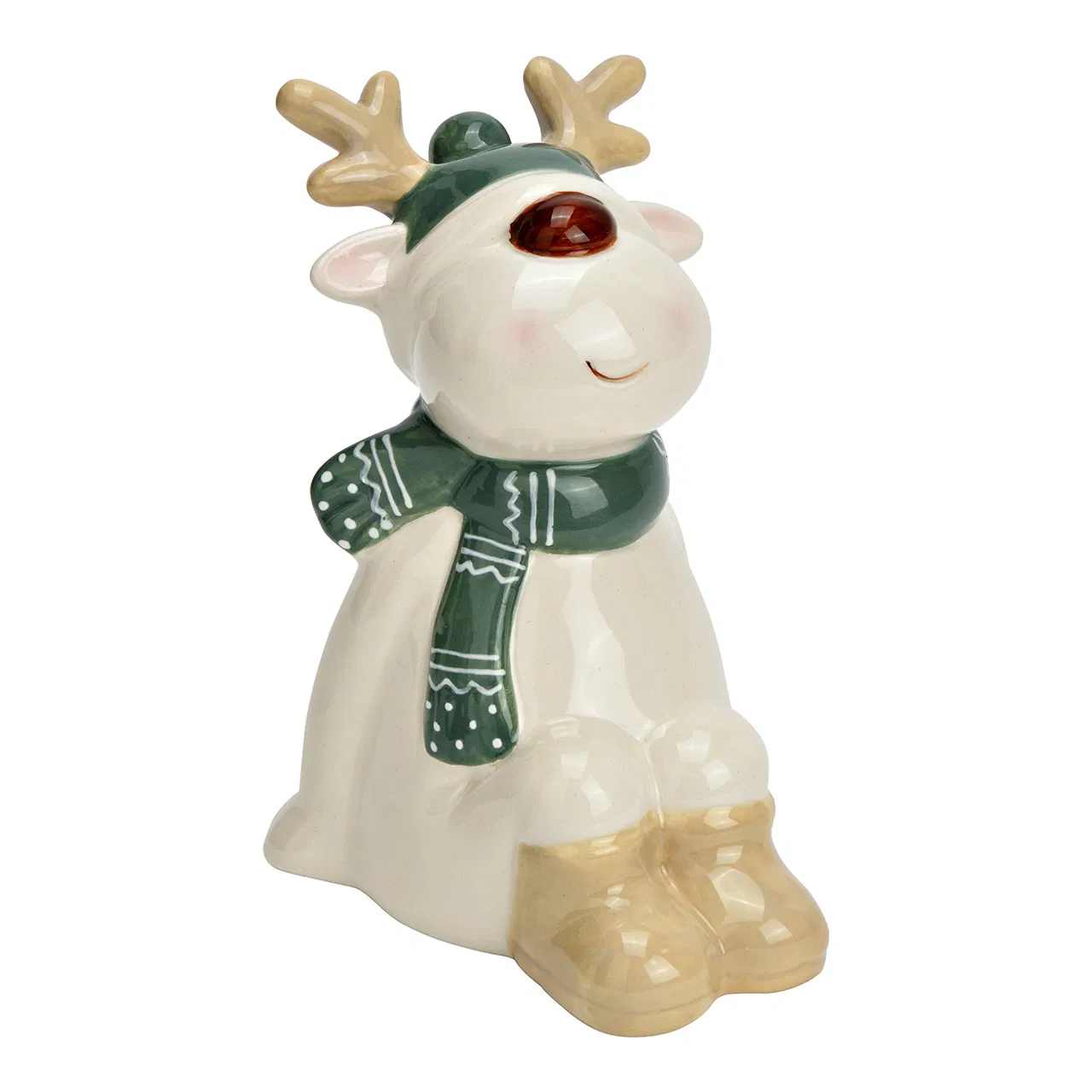 Коледна украса, керамичен лос, 8x13x10см