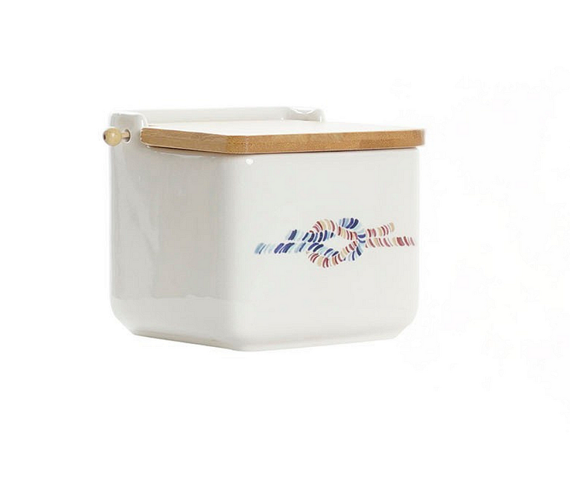 Буркан за съхранение с цветен принт 750мл , доломит и бамбук