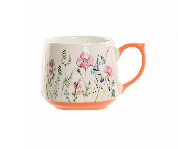 Порцеланова чаша за чай с оранжева дръжка, 450мл, 11х9х9см