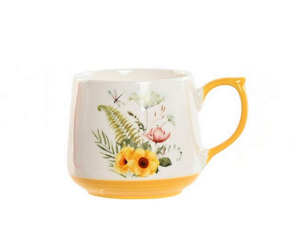 Порцеланова чаша за чай с жълта дръжка, 450мл, 11х9х9см