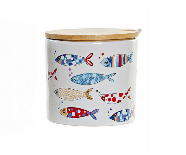 Малко бурканче за съхранение с рибки 175мл,доломит и бамбук Малко бурканче за съхранение с рибки 175мл,доломит и бамбук