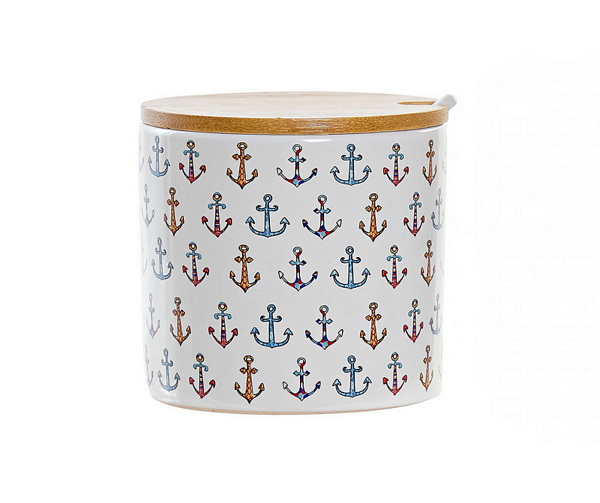 Малко бурканче за съхранение с котви 175мл, доломит и бамбук Малко бурканче за съхранение с котви 175мл, доломит и бамбук