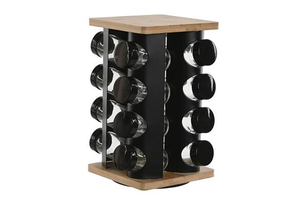 Комплект за подправки 16 части, метал и бамбук, 20х20х28см