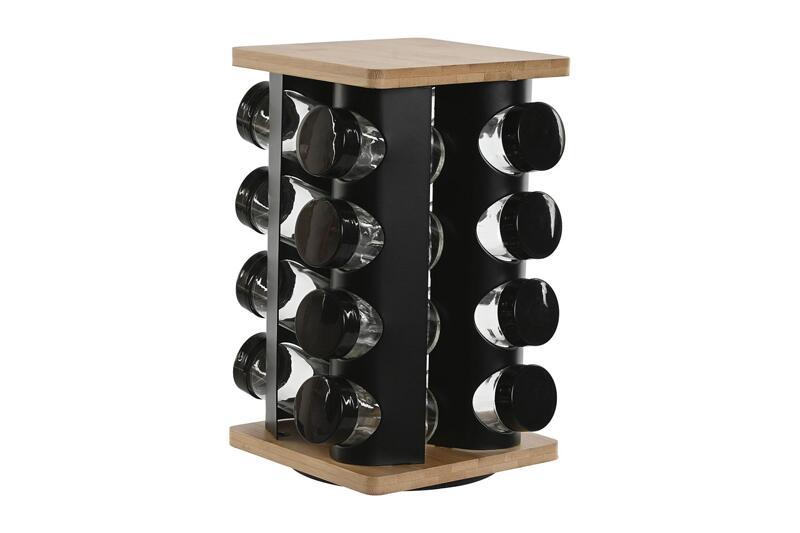 Комплект за подправки 16 части, метал и бамбук, 20х20х28см