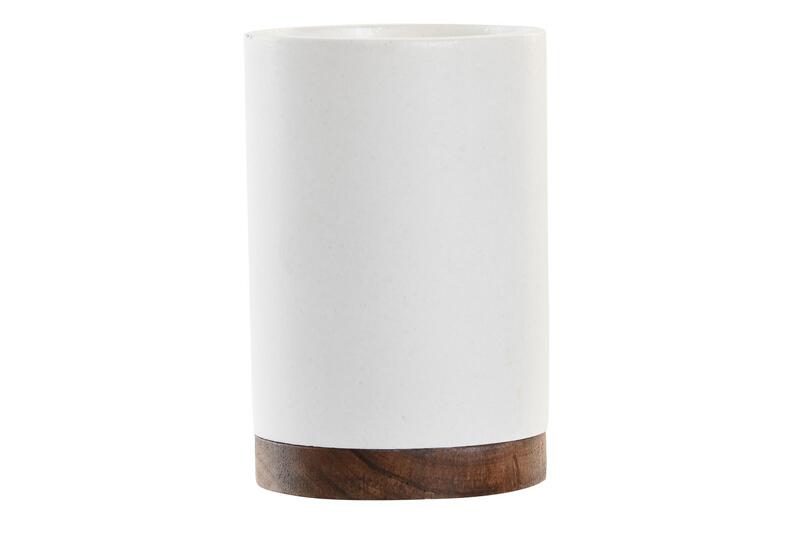 Поставка за четки за зъби от акация и полирезин, бяла