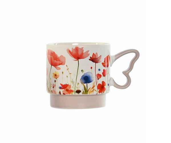 Порцеланова чаша с цветя 350мл, 9х7.3х8.8см