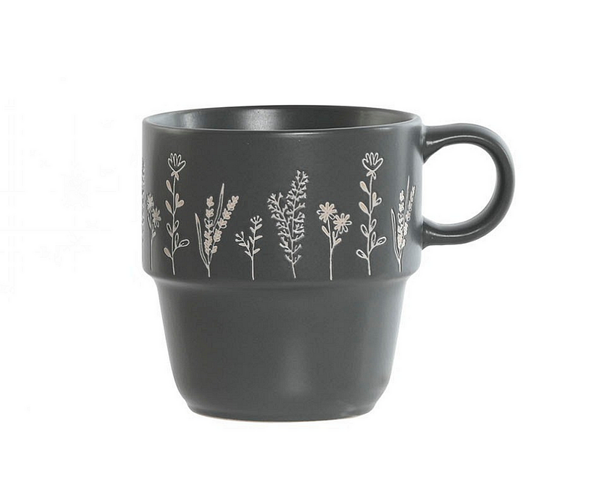 Керамична чаша 400мл, сива, 9,5х6,5х10,3см