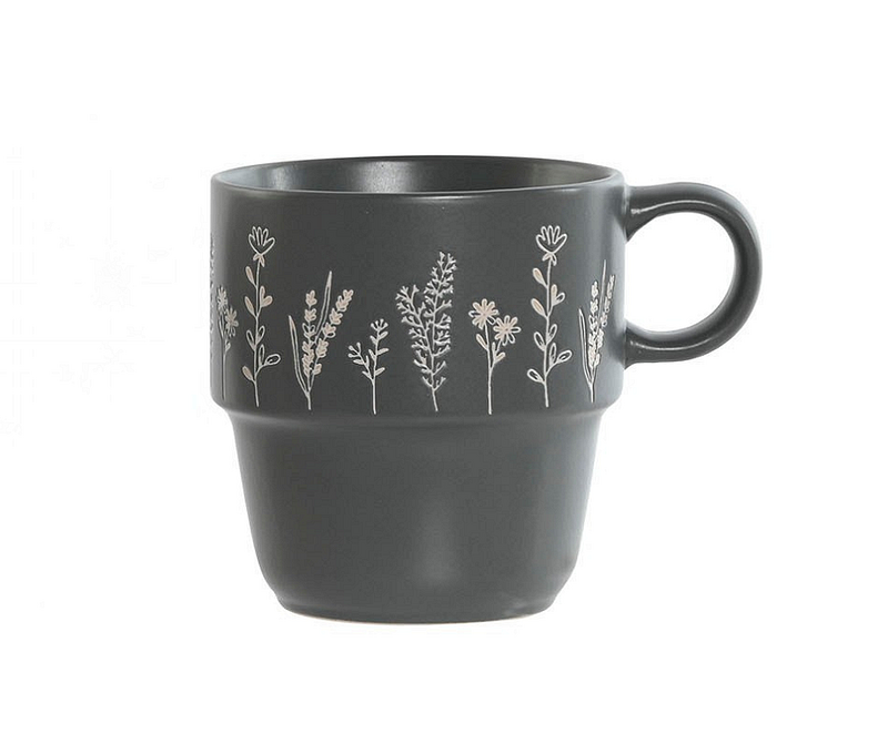 Керамична чаша 400мл, сива, 9,5х6,5х10,3см