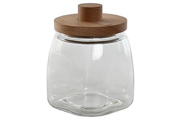 Буркан за съхранение 1900мл, стъкло и бук, 14х14х18.7см Буркан за съхранение 1900мл, стъкло и бук, 14х14х18.7см
