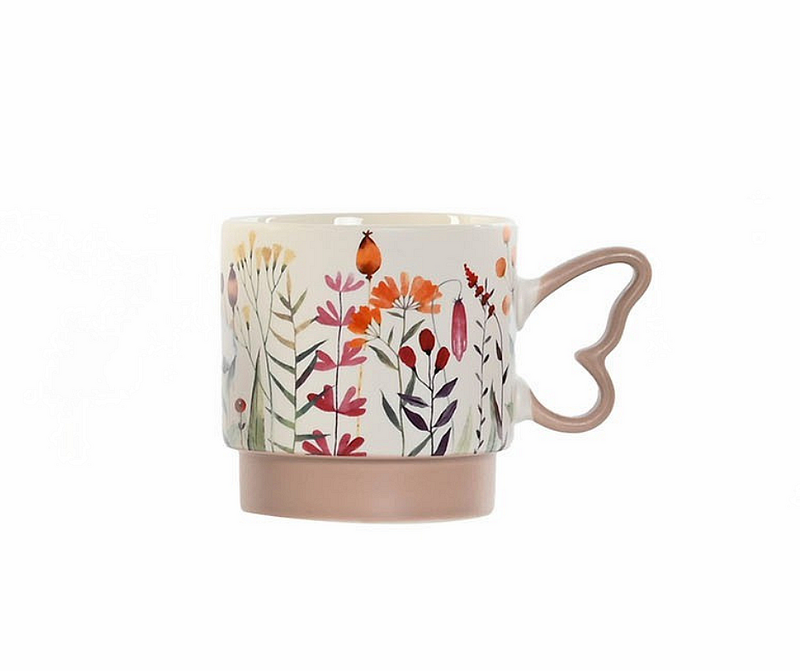 Порцеланова чаша с цветя 350мл, 9х7.3х8.8см