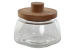 Буркан за съхранение 1100мл, стъкло и бук, 14х14х13см