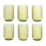 Комплект стъклени чаши за вода и безакохолно 420мл, 6 броя, зелени