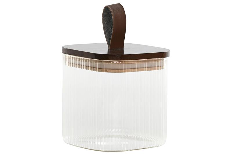 Буркан за съхранение, акация и стъкло, 650мл, 10,2х10,2х11 см