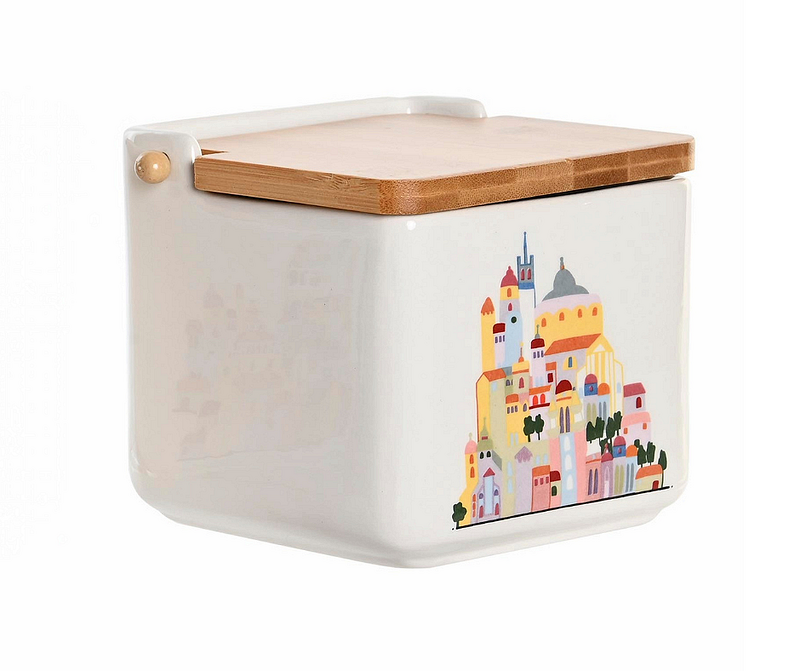 Буркан за съхранение Little House 750мл, доломит и бамбук