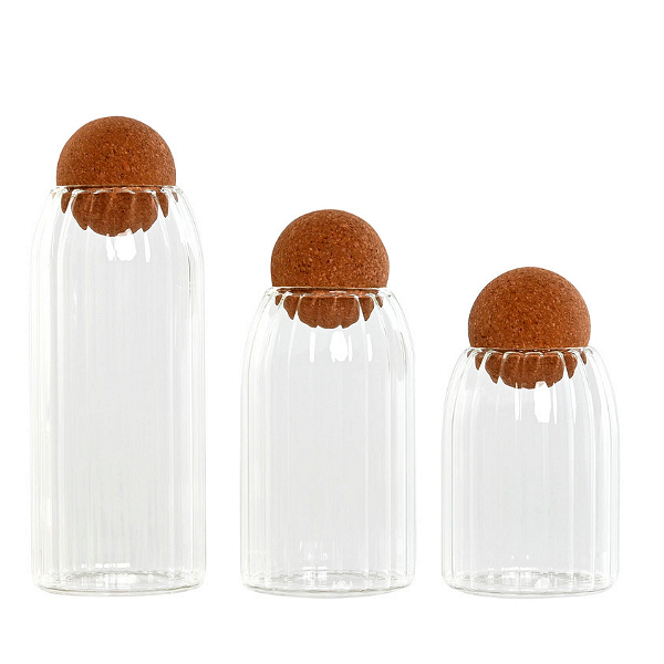 Комплект буркани за съхранение, 3 броя, боросиликат Комплект буркани за съхранение, 3 броя, боросиликат