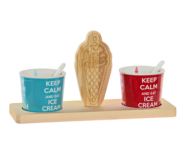 Комплект за сервиране на сладолед от 5 части, порцелан