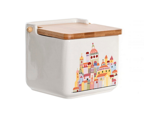 Буркан за съхранение Little House 750мл, доломит и бамбук Буркан за съхранение Little House 750мл, доломит и бамбук