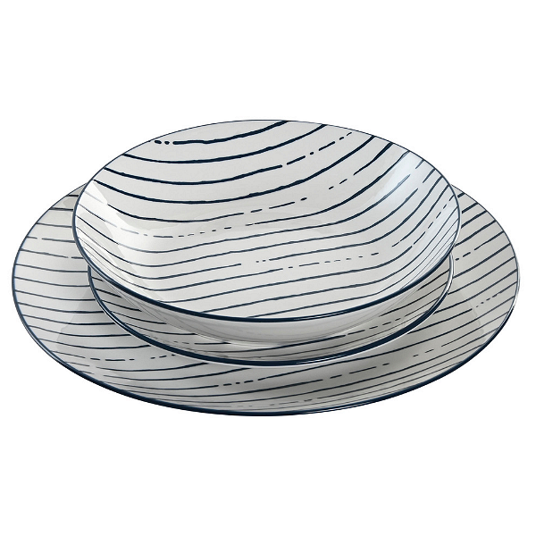 Порцеланов сервиз за хранене STRIPES BLUE, 18 части