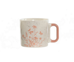 Порцеланова чаша с цветя и розова дръжка, 400мл,10х9х9см