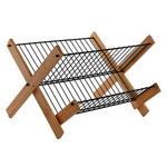 Сушилник за съдове, бамбук и метал, сгъваем 40х38х6см