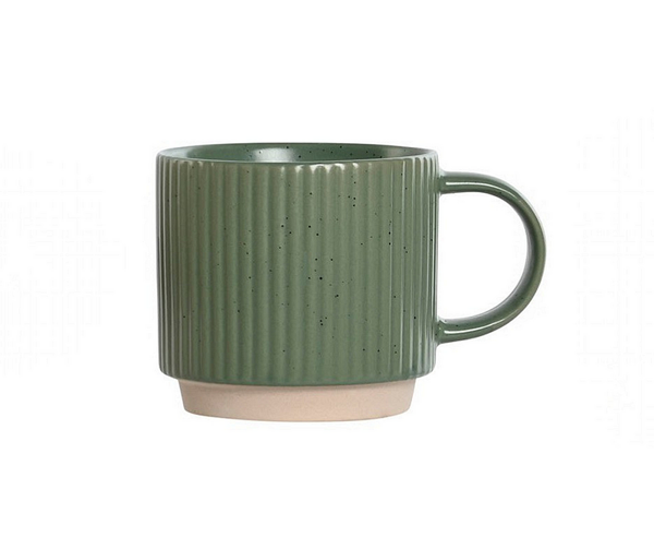 Чаша за кафе, каменин 340мл, зелена, 13х9х8,5см